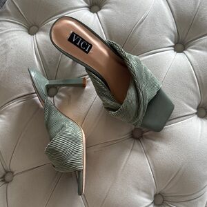 Vici Sage Green Pleated Heels